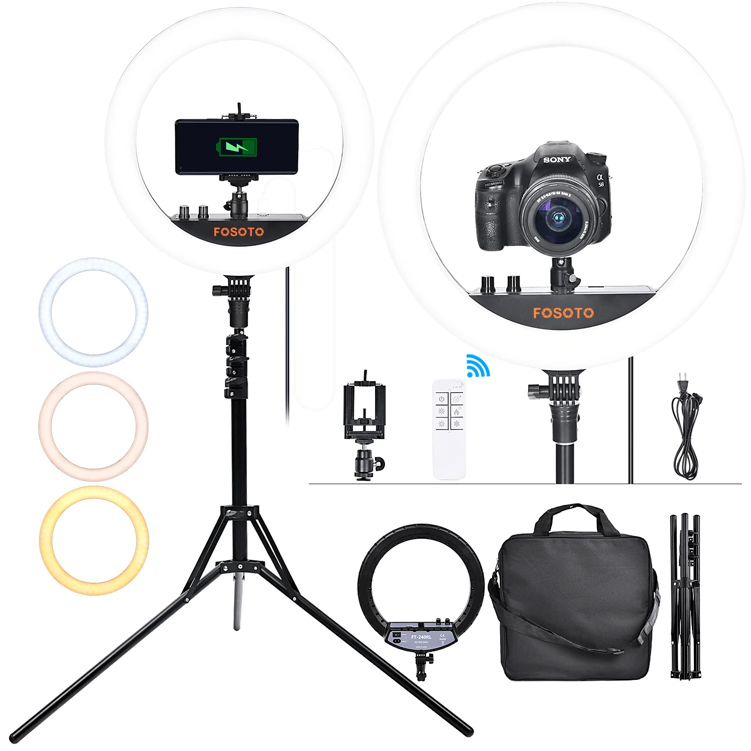 Lowered Ring-Light Tripod Makeup Photography-Lamp Phone Remote Youtube 14inch FOSOTO Led  Wlgdok0y