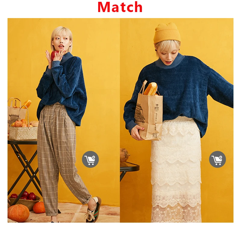  SAM'S TREE Blue Solid Turtleneck Knit Hoodies Leisure Sweatshirt Women 2019 Autumn Long Sleeve Casu