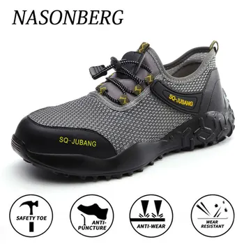 

NASONBERG Safety Work Shoes Breathable Comfortable Men Boots Non-slip Steel Toe Cap Safety Shoes Work Safety Shoes 36-48