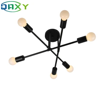 

Post Modern Black/Gold Painted Iron Ceiling Light 6 Head LED E27 110V-240V Indoor Ceiling Lamp For Bedroom Living Room[C2255]