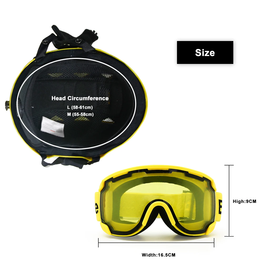 EnzoDate лыжный сноуборд шлем и соответствующие зимние спортивные очки набор снегоход защитный Анит туман ветрозащитный солнцезащитные очки