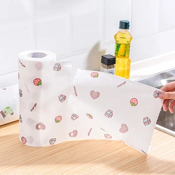 

80pcs/Roll Dish Bowl Fruit Cleaning Cloth Household Kitchen Towels Paper Towels For Oil Absorption Replacement Roll Paper