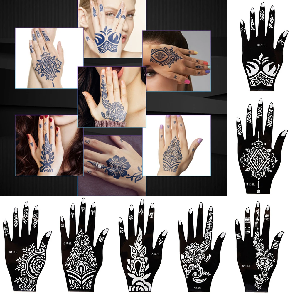 2pcs/set Professional Mehndi Black Henna Tattoo Temporary Hand Tattoo Body  Art Sticker Template India Flower Tattoo Stencil - Temporary Tattoos -  AliExpress