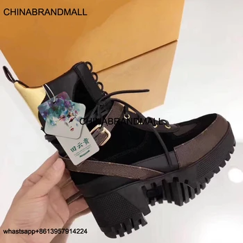 

high quality 2020 famous brand Shoes Woman fashion Real Leather Square Heels Platform Women Boots multicolor Ankle Boots