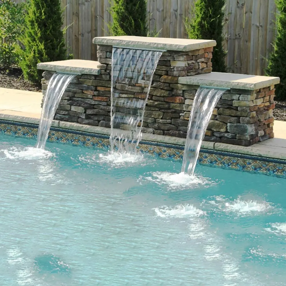 Rectangular Waterfall Pool Fountain Stainless Steel for Pool Pond Multi Size 
