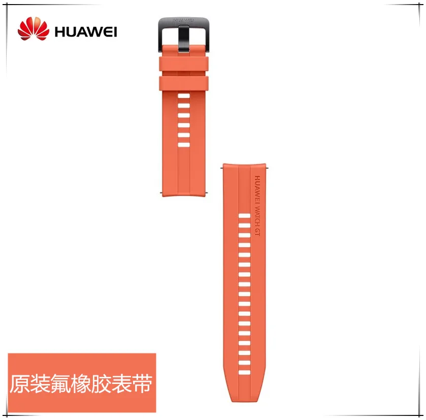 Red FKM 22 мм FKM ремешок для часов кожаный ремешок для huawei Watch GT 2 Elite Edition Stianless stel ремешок - Цвет: Red FKM