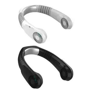 

3 Gears Hands-free Hanging Neck Fan Headphone Design Cooler Wearable Dual Fan Adjustable Hanging Neck Personal Mini Fan