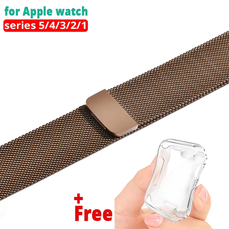 Brown ТПУ чехол Миланская петля ремешок для Apple Watch Band series 5 44 мм 38 мм браслет из нержавеющей стали для iwatch 4 3 40 мм 42 мм ремешок для часов - Цвет ремешка: Brown