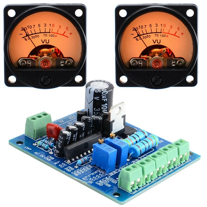 VU Meter panel Kit 2 шт. аналоговый VU Meter+ плата драйвера с теплым задним светильник для AMP