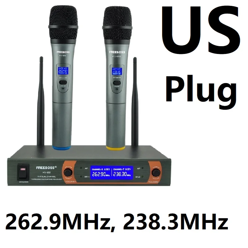 Freeboss KV-22 VHF 2 Handheld Wireless Microphone Dynamic Capsule Family Party Mixed Output  Wireless Microphone 