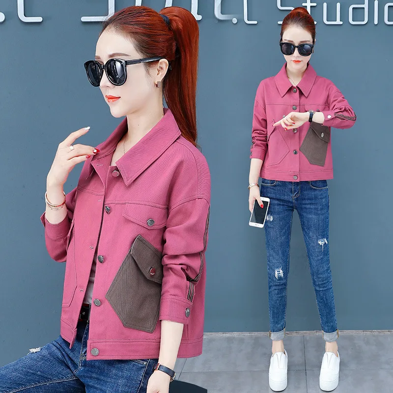 

Casual Jacket Women's Short 2019 Spring New Style Korean-style Fashion Slim Fit Slimming Fold-down Collar Jacket Short Jacket