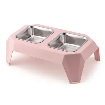 

2020 New Stainless Steel Double Dog Bowl Food Water Feeder Raised Holder for Puppy Cats