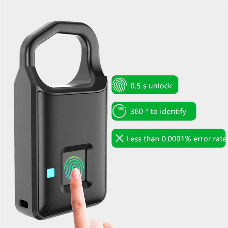 

Keyless Fingerprint Smart Lock Home Luggage Locker Electronic Padlock Warehouse Padlock Door Anti-Theft Security Rechargeable
