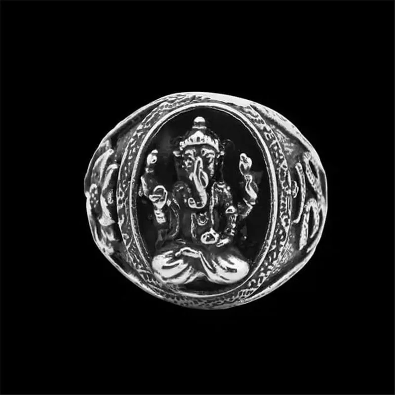 Ganesh 925 Sterling Silver Elephant Ring Great Ganesha 4 Hands Blessing  Lord of | eBay