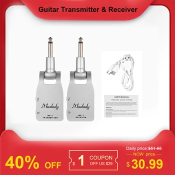 

Muslady 2.4G Wireless Guitar System Transmitter & Receiver USB Rechargeable 30M Transmission Range for Electric Guitar Bass Hot!