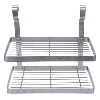 

Double Layer Stainless Steel Hanging Spice Rack Wall-Mounted Kitchen Bathroom Bottle Storage Holder Seasoning Holder Organizer S