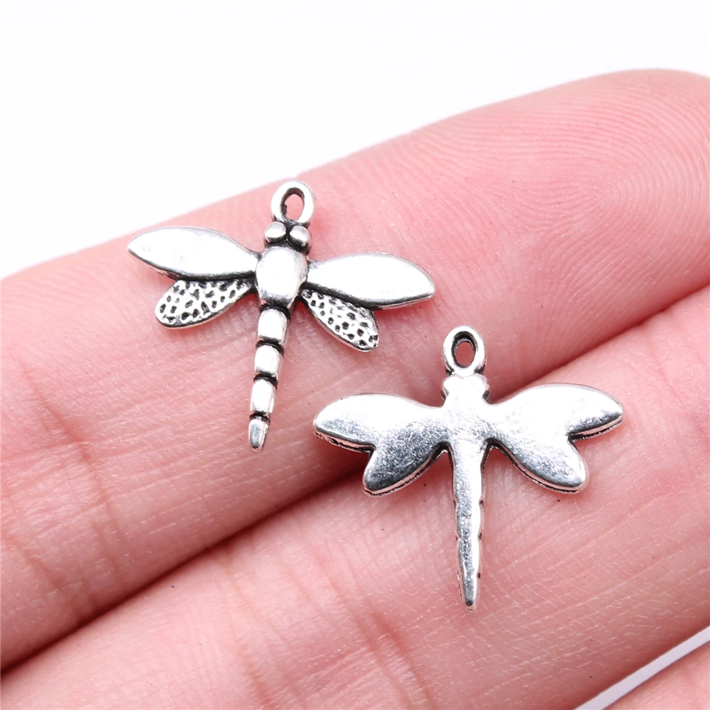 

WYSIWYG 20pcs Charms 18x16mm Dragonfly Charms For Jewelry Making DIY Jewelry Findings Antique Silver Color Alloy Charms Pendant