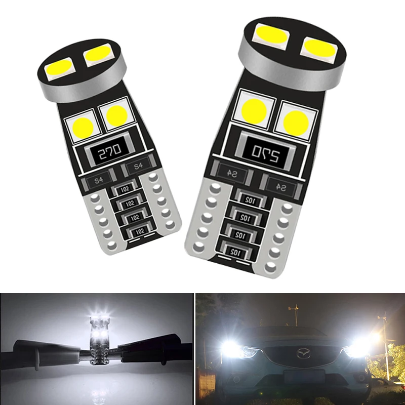 2 шт. светодиодные лампы T10 168 501 W5W 3030 6SMD 12 24 в 6000K|Сигнальная лампа| |