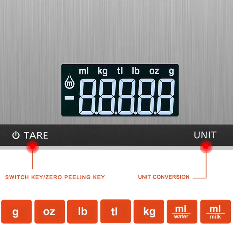 Портативные весы для кухни из нержавеющей стали цифровые весы 5 кг/10 кг/1 г Электронные весы кухонные весы с ЖК-дисплей подсветки