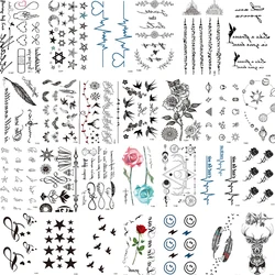 Temporary Tattoo Sticker Waterproof Body Art Love Wave Heartbeat Line Rose Star Small Size Fake Tatto Flash Tatoo for Kids Girl
