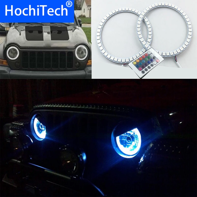 

2pcs Super bright 7 color RGB LED Angel Eyes Kit with a remote control car styling for Jeep Liberty KJ 2000 2001 - 2007