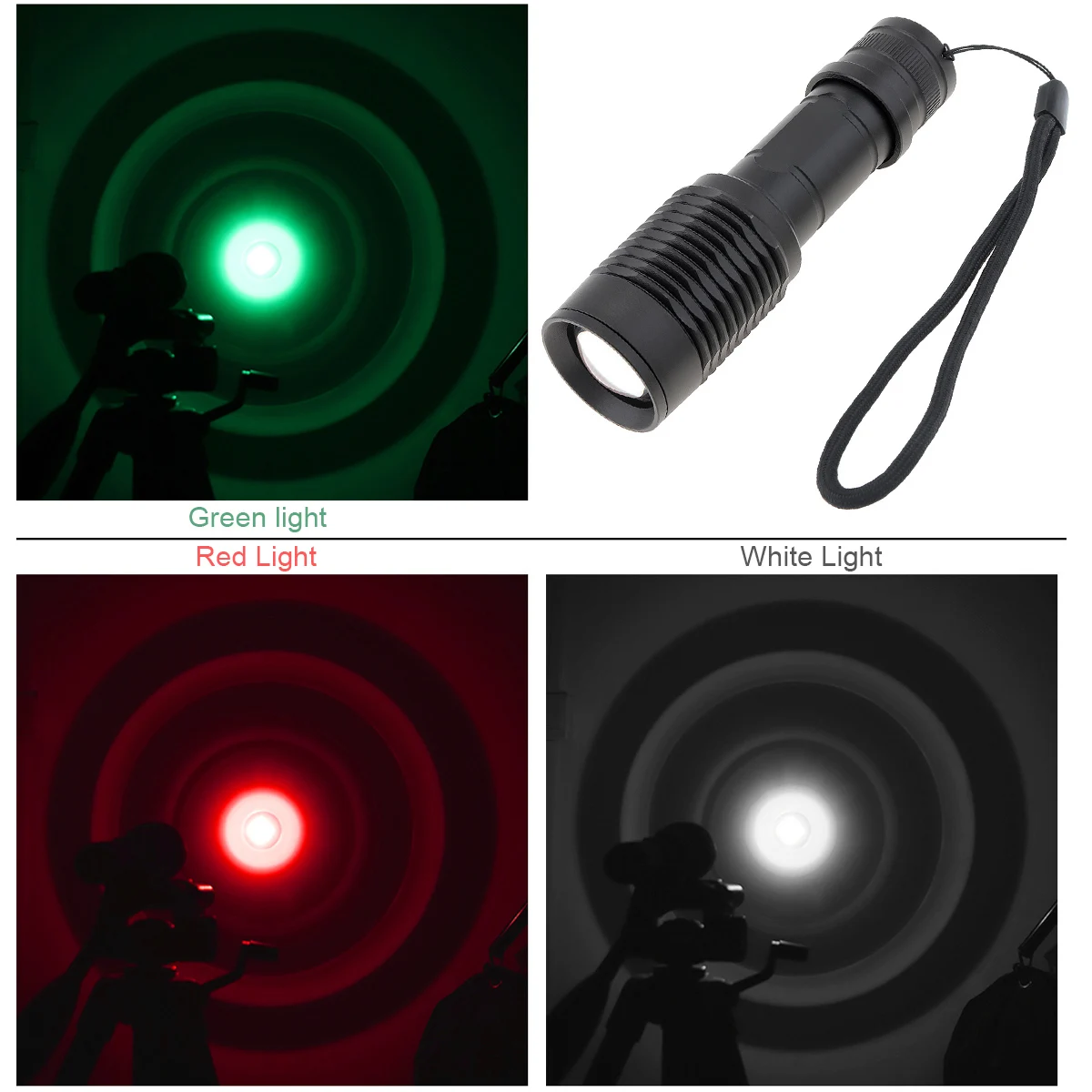 E7 4000 lumens White Red Green Infrared Light Zoomable Tactical LED Light  850nm LED Range Radiation Tactical Flashlight for Hunt
