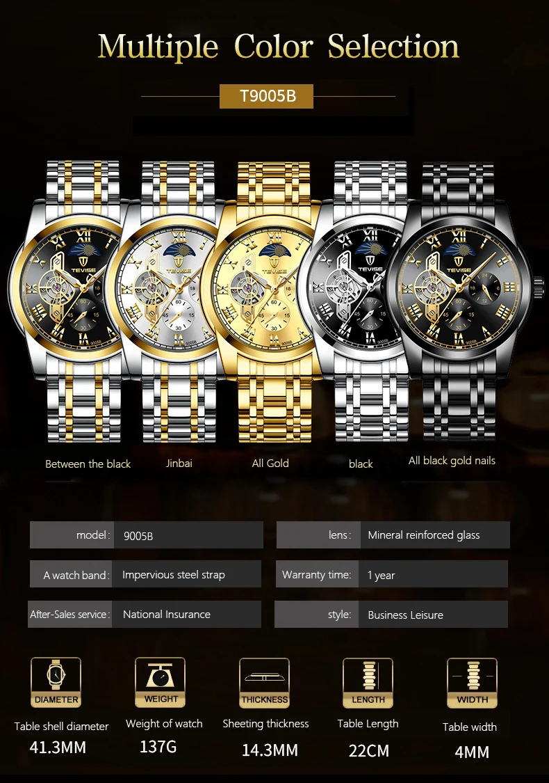 TEVISE для мужчин автоматические механические часы Moon phase нержавеющая сталь Турбийон Скелет Мужские наручные часы Топ люксовый бренд