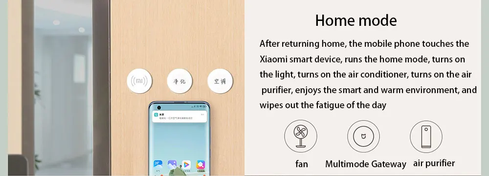 Xiaomi Mijia Smart Touch Sensor Smart For Home Furnishing Set Wireless Switch Audio Video Player Wi-Fi Connection APP Control