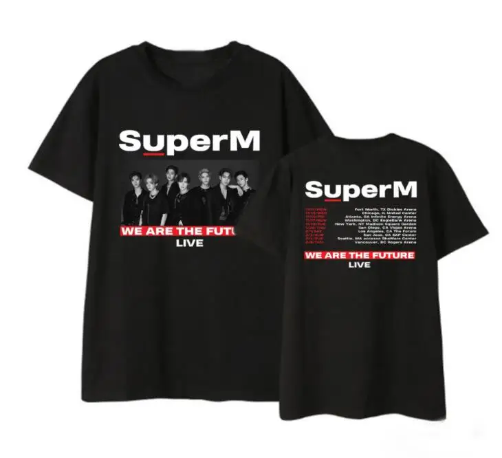 Футболка унисекс с короткими рукавами и принтом superm super m we are the future concert kpop круглым