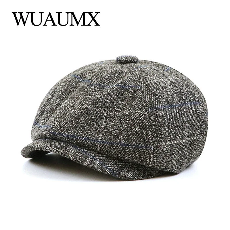 Brand Autumn Octagonal Hats Men British Style Herringbone Cap Hip Hop Octagon Newsboy Cap Flat