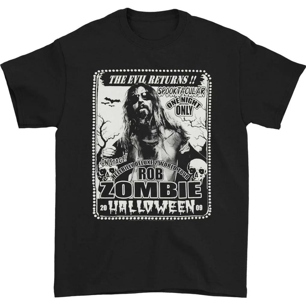 Rob Zombie Men's Spooktacular 2009 Tour T-Shirt Large Black TEE Shirt Custom Screen Printed |