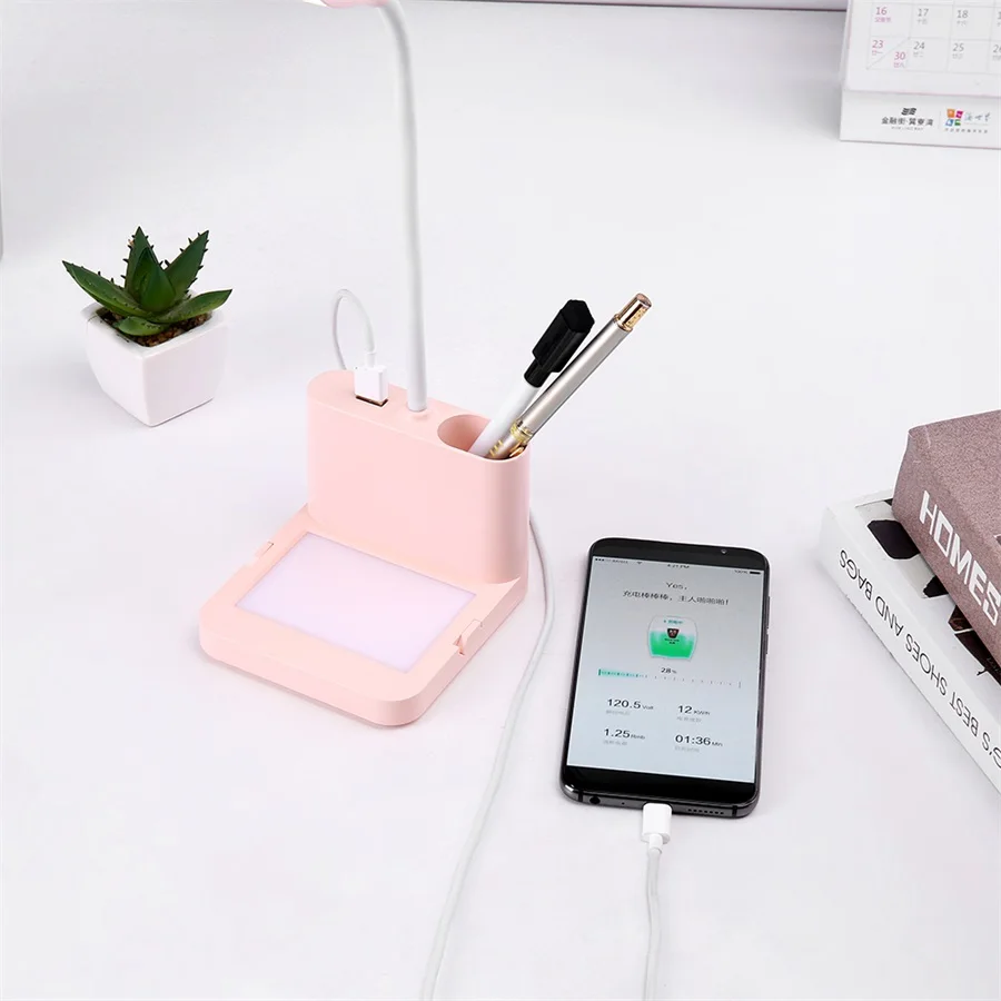 Baratos Lámpara de escritorio recargable multifunción lámpara de escritorio Led de cuidado de los ojos lámpara de mesa regulable Control táctil Luz de escritorio portátil para dormitorio