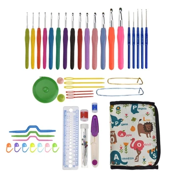 

14Pcs Crochet Hook Set Ergonomic Soft Handles Crochet Weave Yarn Knitting Needles Kit with Case Bag & Accessories