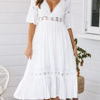 Vestido playero largo De Mujer, Vestidos bohemios largos De Mujer, ropa elegante, Vestido blanco Strandjurk, Vestido De Playa para Mujer De verano 2020