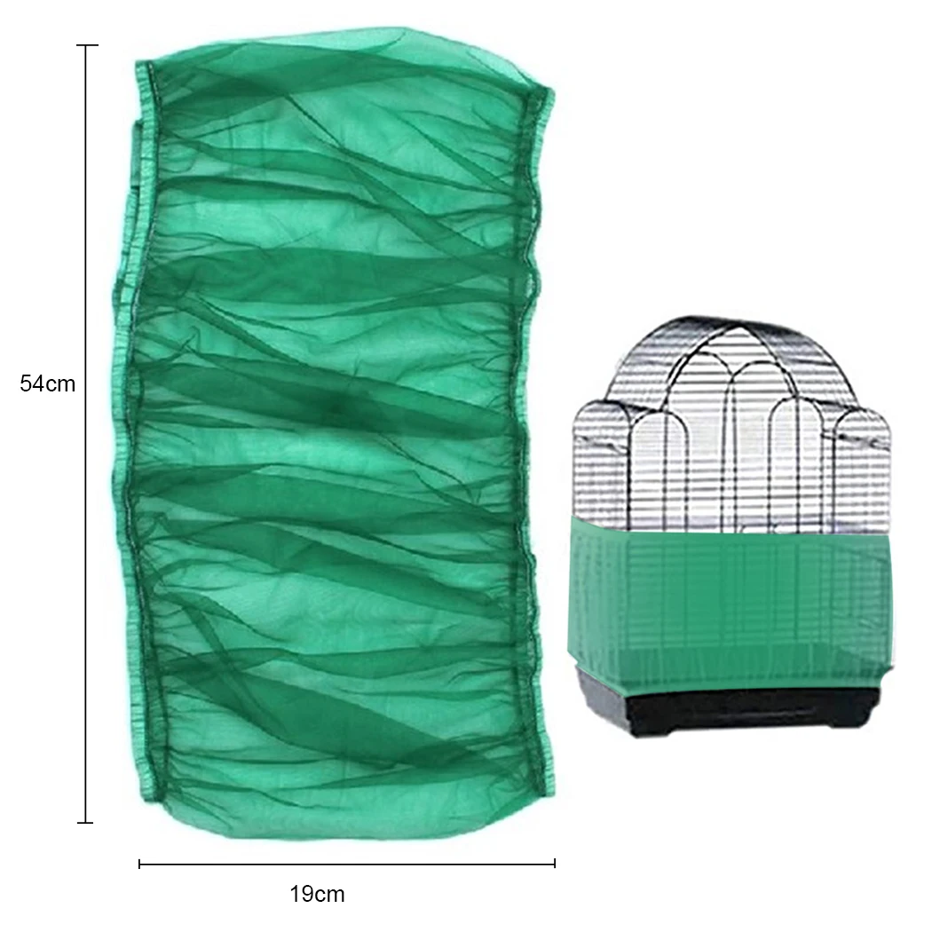 Green Bird Cage Skirt Universal Stretchy Airy Bird Cage Cover Sand Catcher Premium Mesh Skirt For Parrot Pet Supplies