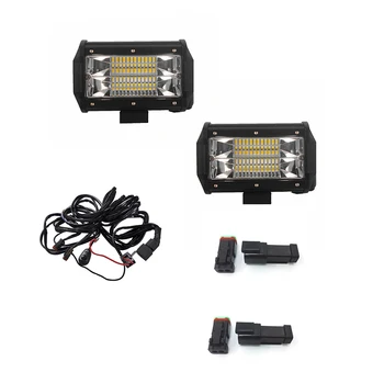 

ECAHAYAKU 2PCS 5" Dual Row LED Light Bar 72W IP68 6000K with 1pcs 3M Cable 2pcs DT Plug for Off-road Led ATV Trucks SUV 4x4 4WD