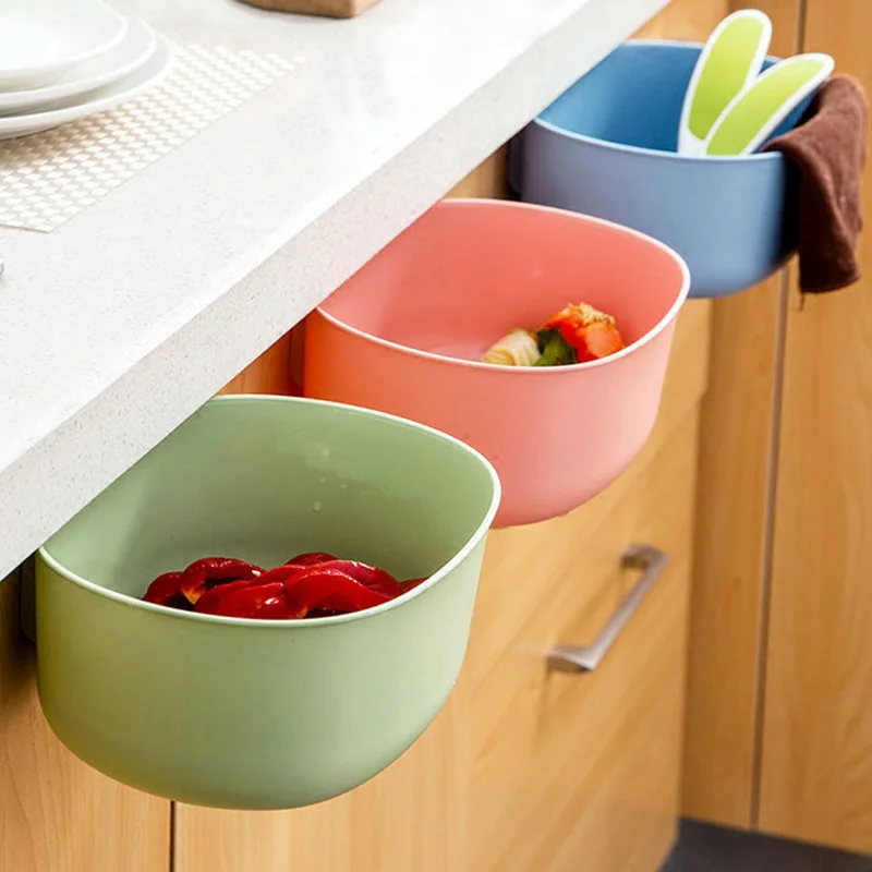 

Simple Kitchen Trash Can Hanging Large Plastic Storage Box Without Lid Grocery Storage Bucket Household Kitchen Cleaning Supplie