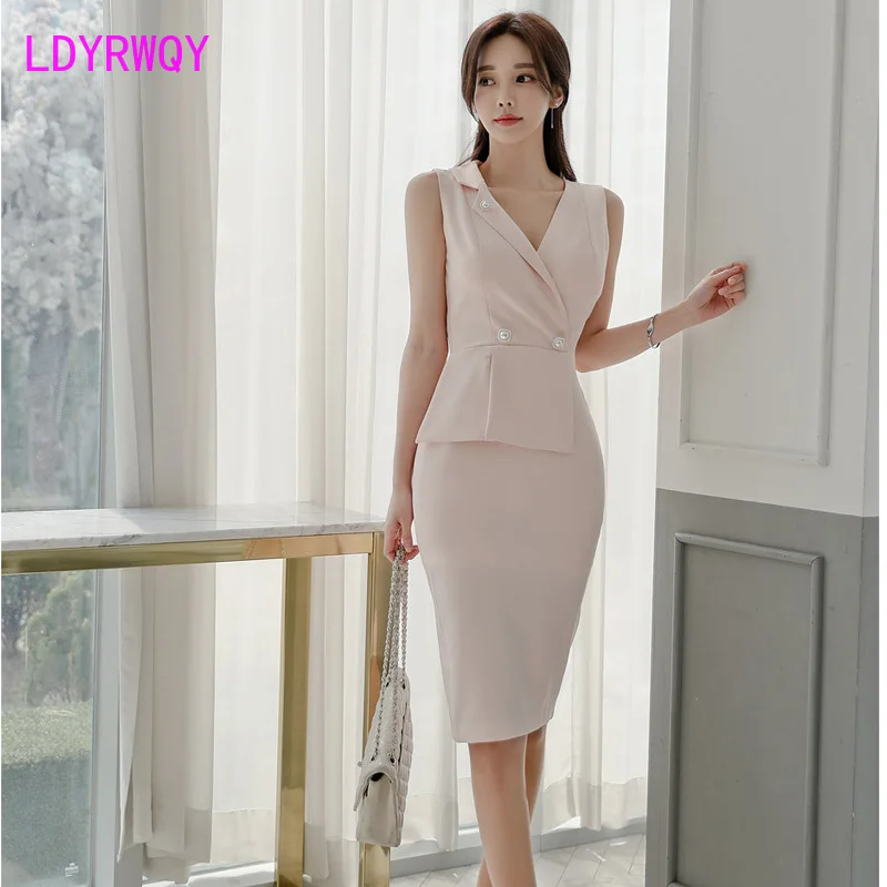 

2020 spring and summer new Korean fashion elegant professional temperament was thin package hip dress Sheath