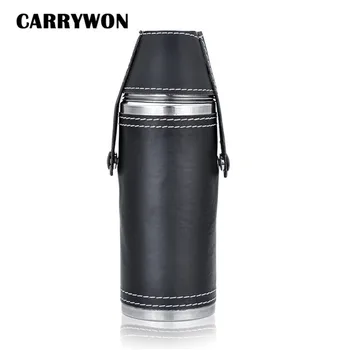 

10oz Men Stainless Steel Mini Hip Flask Irregular Shaped Bottle Black Leather Wrapped Hip Flask Whisky Alcohol Drinkware