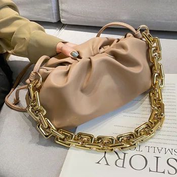 

Women's bag 2020 new net red thick chain cloud bag fold single shoulder armpit bag messenger bag crossbody bags for women