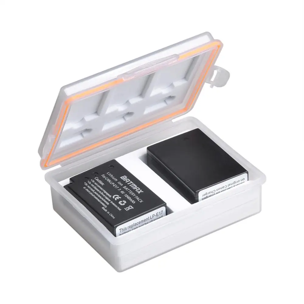 Bateria + Lcd Duplo + Caixa de Armazenamento para Canon Batmax E17 Carregador Usb Eos T6i 750d T6s Fr-800d m3 m5 m6 8000d Kissx8i 2 Pçs Lp-e17 lp - Image 6