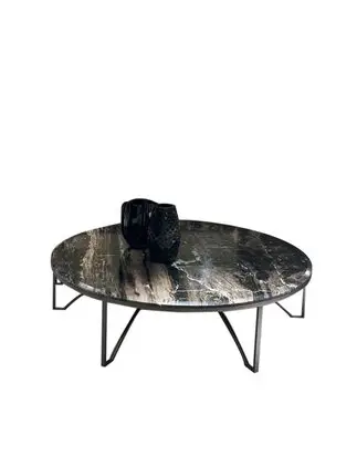 

Modern light luxury art landscape marble living room round tea table Italian simple stone side table