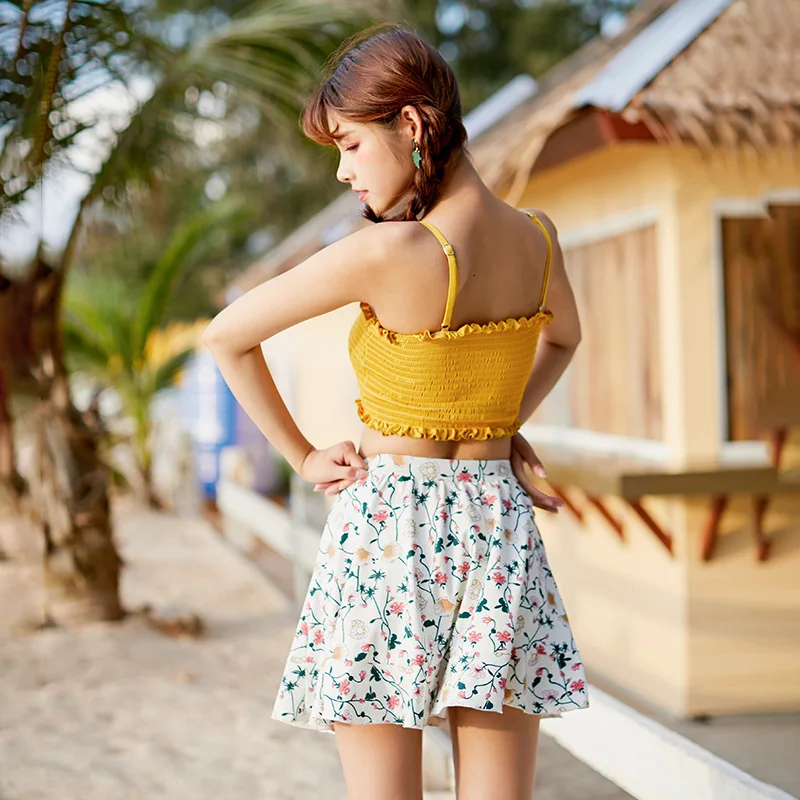 

Small Peach Bathing Suit Women's Conservative Hipster Sweet GIRL'S Fairy Style Split Skirt-Two-Piece Set Spa Resort Swimwear