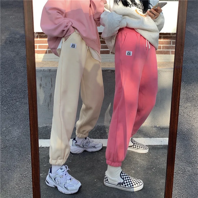 

High Quality 2021 Bomber Harem Pants Cotton Warm Women Joggers Sweatpants Tracksuit for Girl Loose Caual Trousers Spring Plus