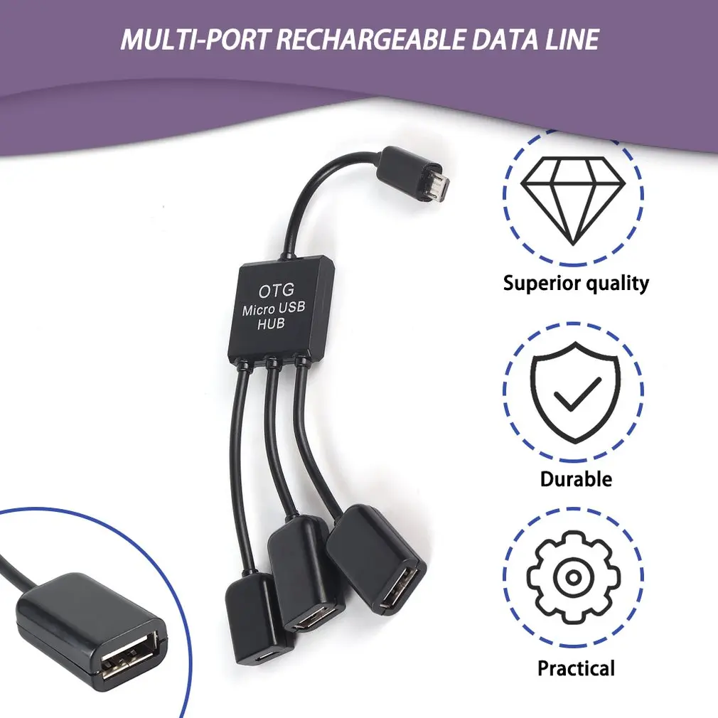 Rechargeable Micro USB Hub OTG Connector Spliter Power Charging Cable For Smart phone Computer Tablet PC Data Wire | Обустройство
