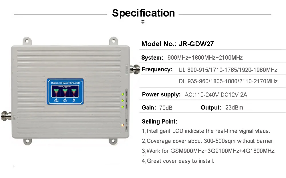 Трехдиапазонный ретранслятор 2G 3g 4G GSM 900 DCS/LTE 1800 WCDMA/UMTS 2100MHz усилитель мобильного сотового сигнала усилитель антенны Набор бустер
