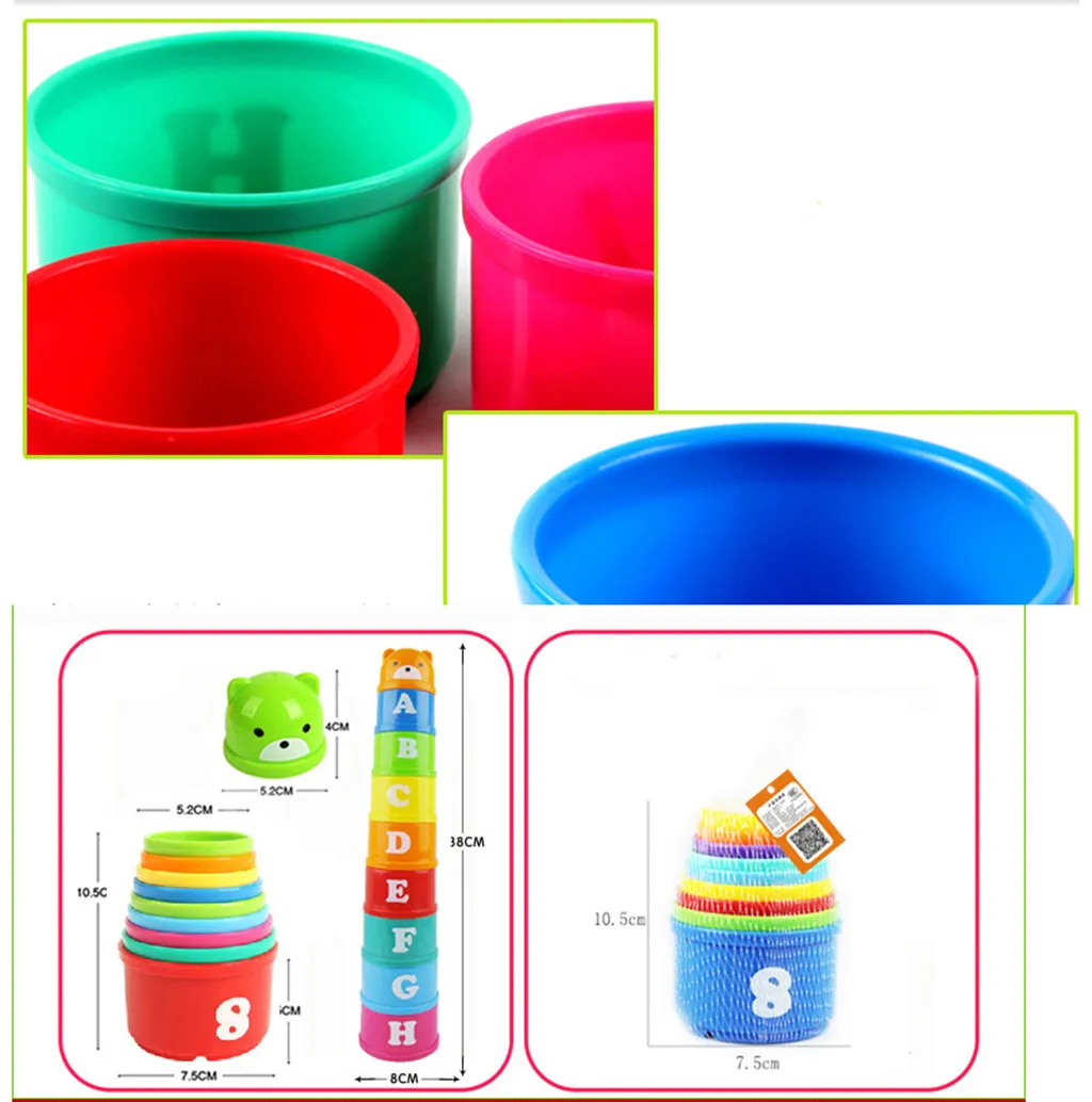 Plastic Letters Numbers Stacking Rainbow Stack Up Cups Blocks Children Stacking Folding Bathing Toys Educational Play Fun Toy