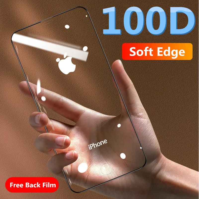 

100D Protective Tempered Glass For iPhone 6 6s 7 8 Plus X Glass Screen Protector Soft Edge Curved On For iPhone 11 PRO XR XS MAX