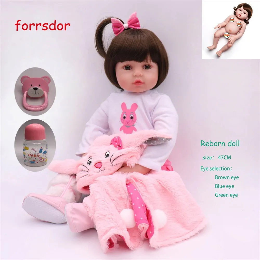 Newborn 47 cm reborn bebe dolls reborn all silicone body realistic cute beautiful bath doll children's toys for girls