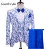 Gwenhwyfar Luxury Orchid Pattern Men's Wedding Suits 2021New Gentlemen Tuxedo Peaked Lapel Jacket Double Breasted Vest Slim Pant 1
